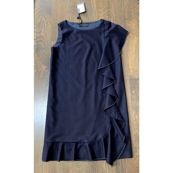 NWT FABIANA FILIPPI Navy Cashmere Wool Mollini Ruffle Dress Boho I 40  Ret$ 690 - Picture 3 of 7